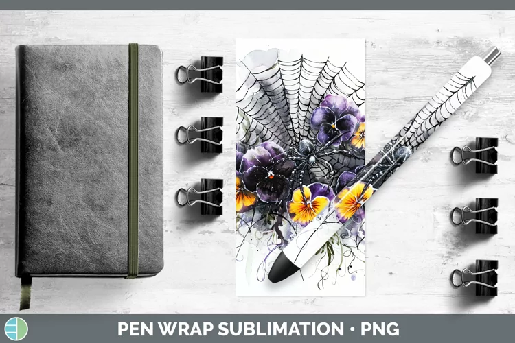 Halloween Spiderweb Flowers Pansy Pen Wrap Sublimation Epoxy
