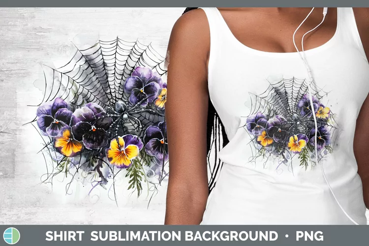 Halloween Spiderweb Flowers Pansy Shirt Sublimation Sublimat