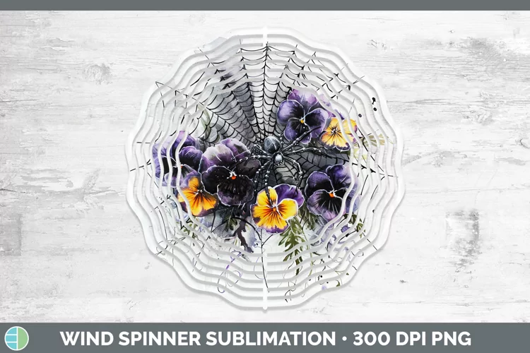 Halloween Spiderweb Flowers Pansy Wind Spinner Sublimation S
