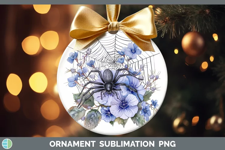 Halloween Spiderweb Flowers Periwinkle Ornament Sublimation