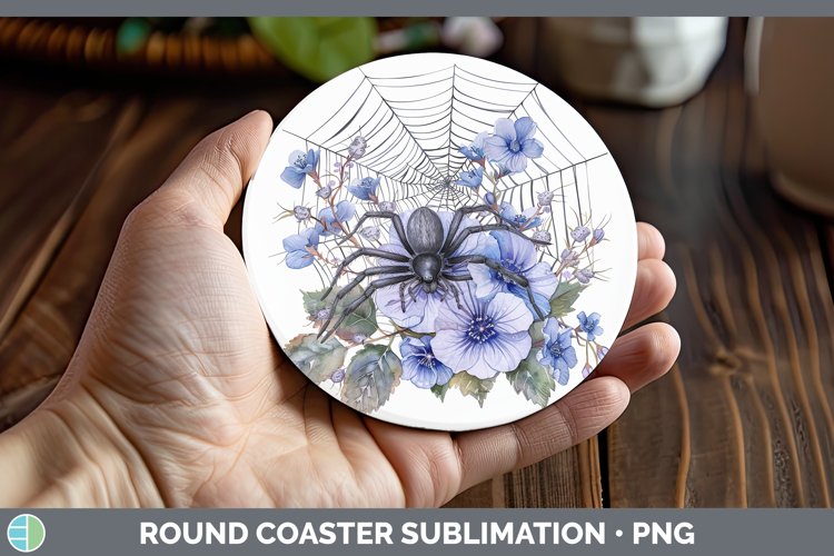 GorgeousHalloween Spiderweb Flowers Round Coaster design.
