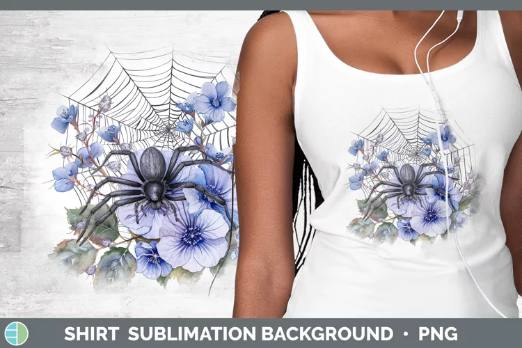 Halloween Spiderweb Flowers Periwinkle Shirt Sublimation Sub