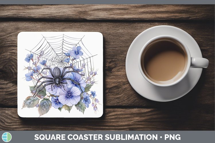 GorgeousHalloween Spiderweb Flowers Square Coaster design.