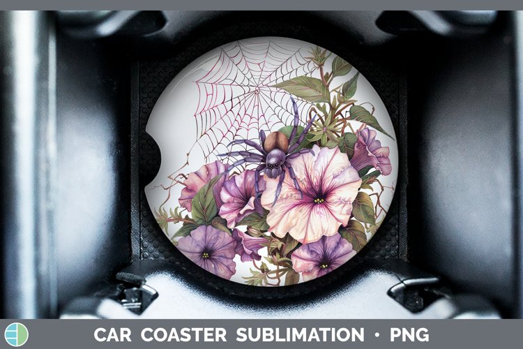 GorgeousHalloween Spiderweb Flowers Car Coaster design.