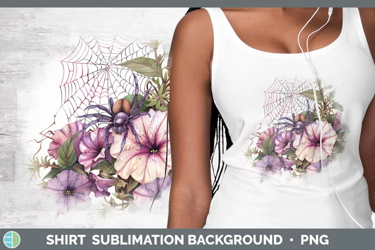Halloween Spiderweb Flowers Petunia Shirt Sublimation Sublim