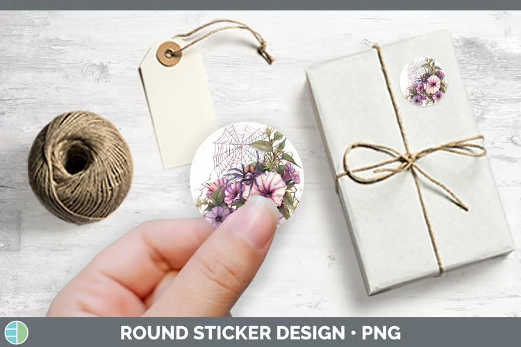 Halloween Spiderweb Flowers Petunia Stickers | Round Labels
