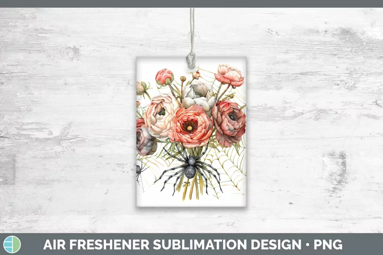 Halloween Spiderweb Flowers Ranunculus Air Freshener Sublima