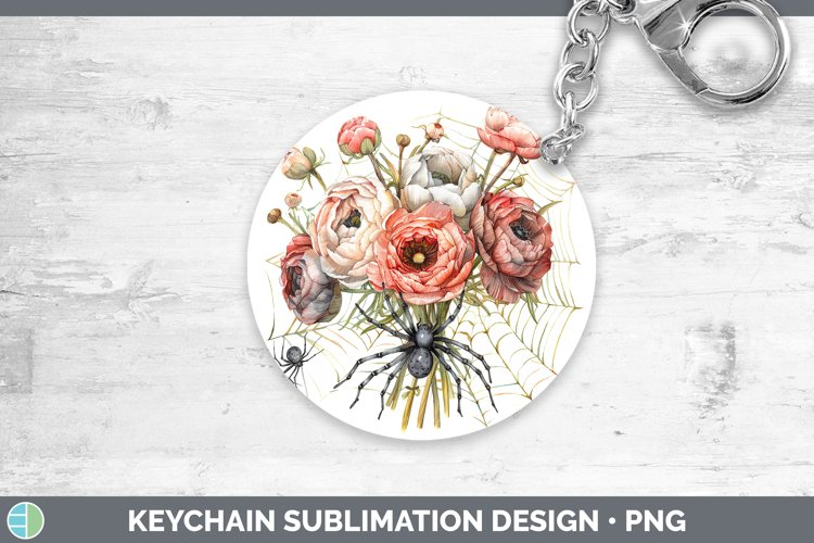 GorgeousHalloween Spiderweb Flowers Keychain design.