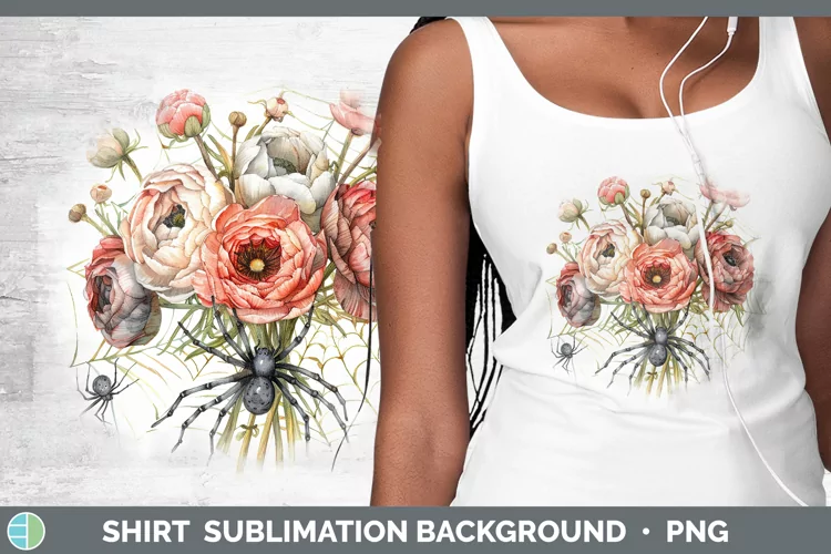 Halloween Spiderweb Flowers Ranunculus Shirt Sublimation Sub