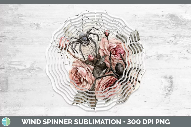 Halloween Spiderweb Flowers Rose Wind Spinner Sublimation Sp