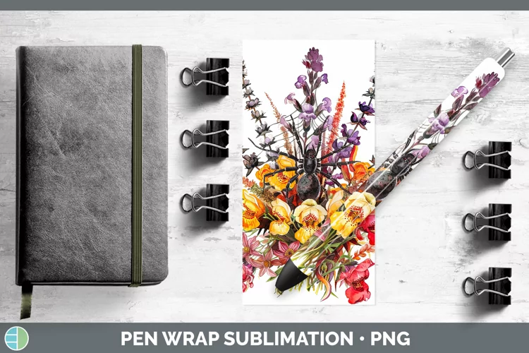 Halloween Spiderweb Flowers Snapdragon Pen Wrap Sublimation