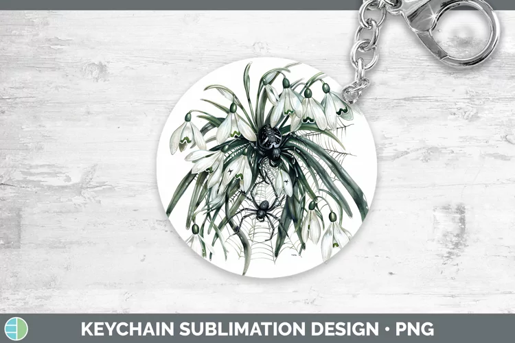 Halloween Spiderweb Flowers Snowdrop Keychain Sublimation Ke