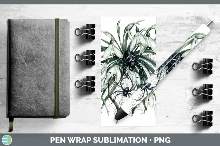 Halloween Spiderweb Flowers Snowdrop Pen Wrap Sublimation Ep