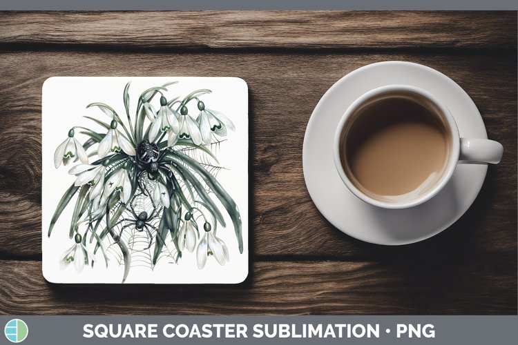 GorgeousHalloween Spiderweb Flowers Square Coaster design.