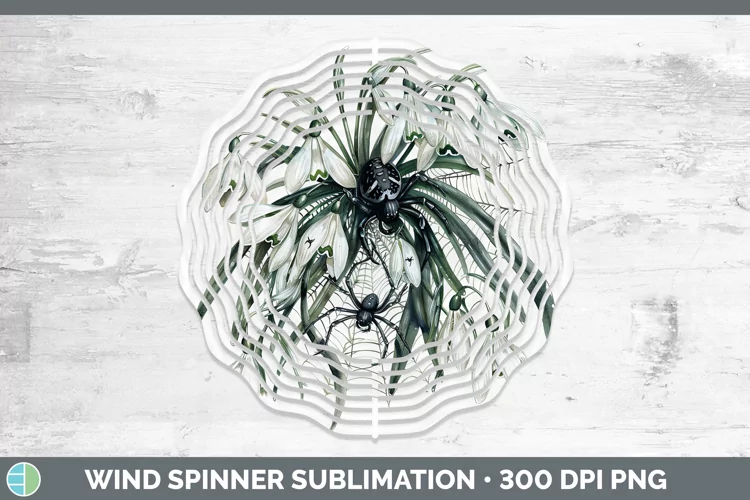 Halloween Spiderweb Flowers Snowdrop Wind Spinner Sublimatio