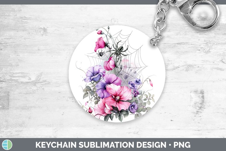 GorgeousHalloween Spiderweb Flowers Keychain design.