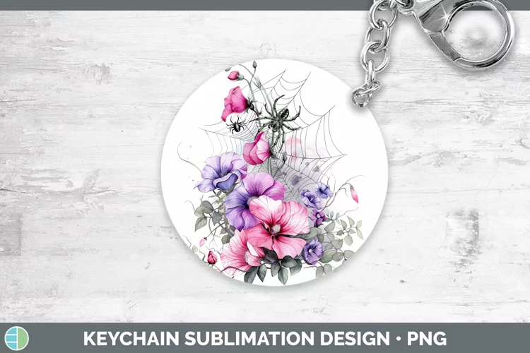Halloween Spiderweb Flowers Sweet Pea Keychain Sublimation K