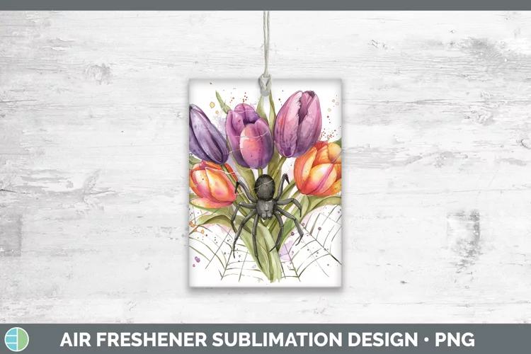Halloween Spiderweb Flowers Tulip Air Freshener Sublimation