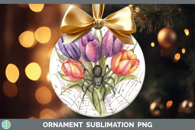 Halloween Spiderweb Flowers Tulip Ornament Sublimation Baubl