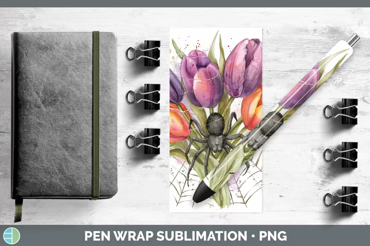 Halloween Spiderweb Flowers Tulip Pen Wrap Sublimation Epoxy