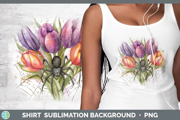 Halloween Spiderweb Flowers Tulip Shirt Sublimation Sublimat