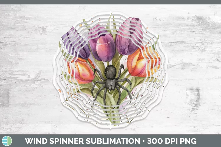 Halloween Spiderweb Flowers Tulip Wind Spinner Sublimation S