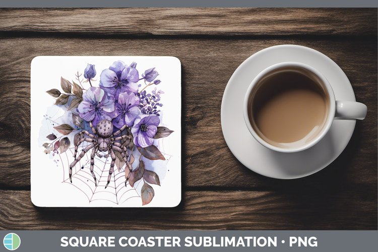 GorgeousHalloween Spiderweb Flowers Square Coaster design.