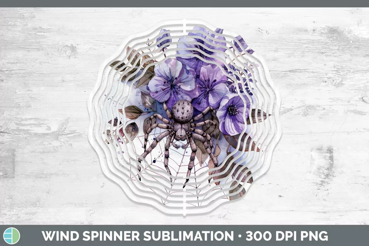 Halloween Spiderweb Flowers Violet Wind Spinner Sublimation