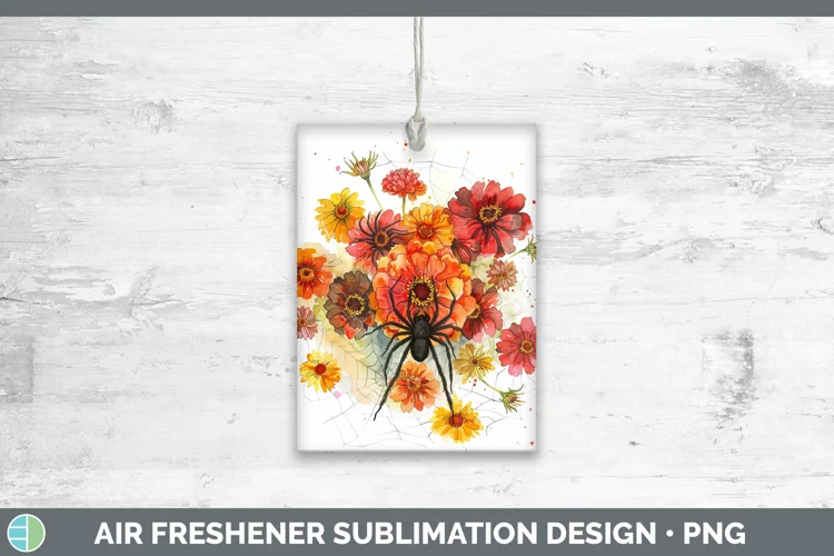 Halloween Spiderweb Flowers Zinnia Air Freshener Sublimation