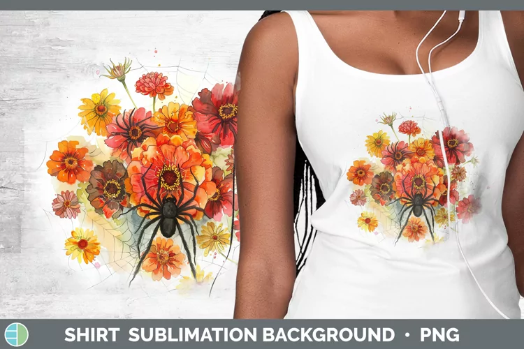 Halloween Spiderweb Flowers Zinnia Shirt Sublimation Sublima