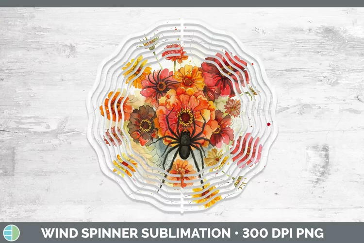Halloween Spiderweb Flowers Zinnia Wind Spinner Sublimation