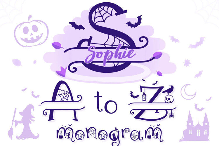 Halloween Monogram Split SVG Alphabet example image 1