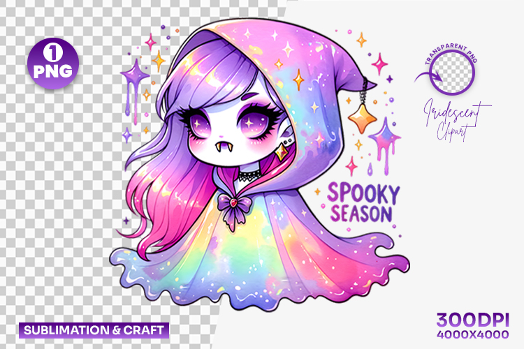 Halloween Spooky Cute Girl Ghost Sublimation Clipart PNG