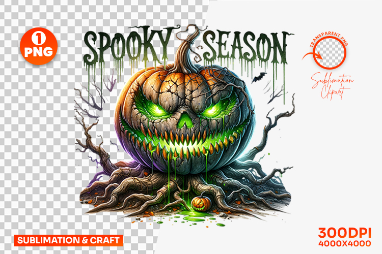 Halloween Spooky Season Creepy Pumpkin Clipart PNG Design