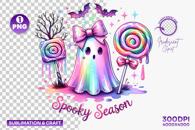 Halloween Spooky Season Ghost Clipart PNG Sublimation Design