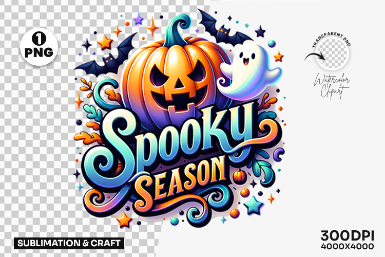 Halloween Spooky Season Pumpkin Ghost Clipart PNG Design