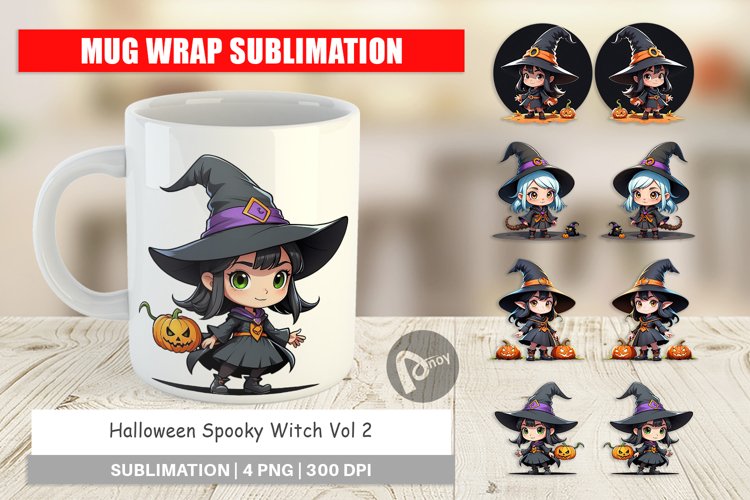 Mug Wrap Design Halloween Spooky Witch