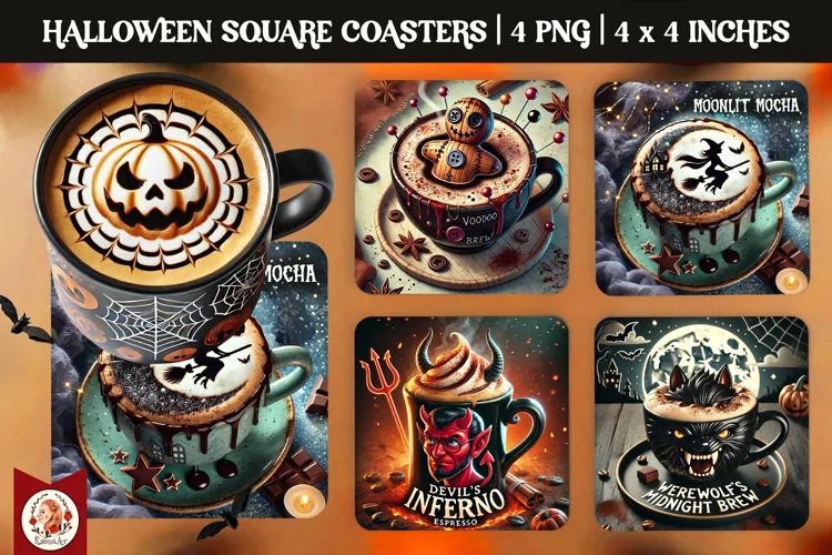 Halloween Coffee Coaster, Square Coaster