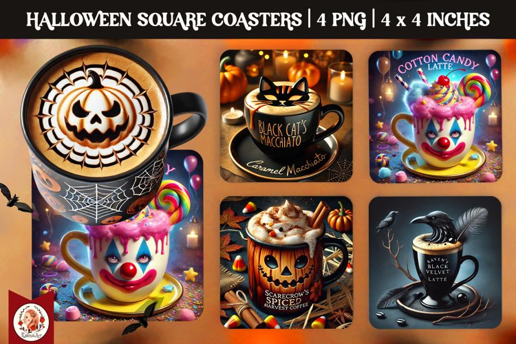 Halloween Coffee Coaster, Square Coaster example image 1