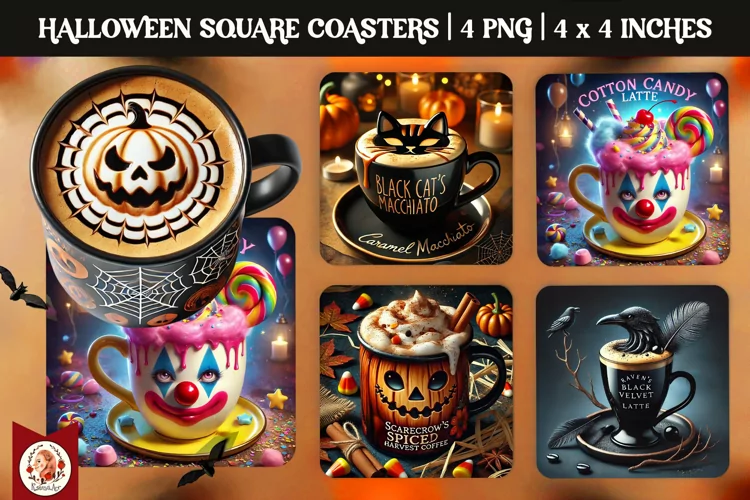 Halloween Coffee Coaster, Square Coaster