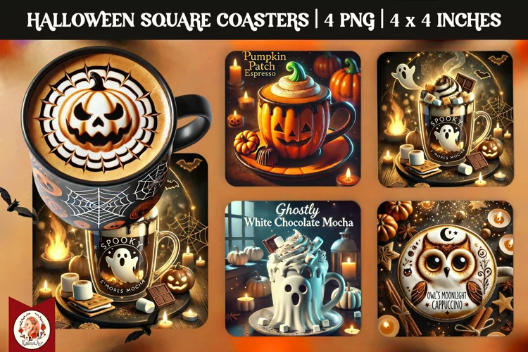 Halloween Coffee Coaster, Square Coaster
