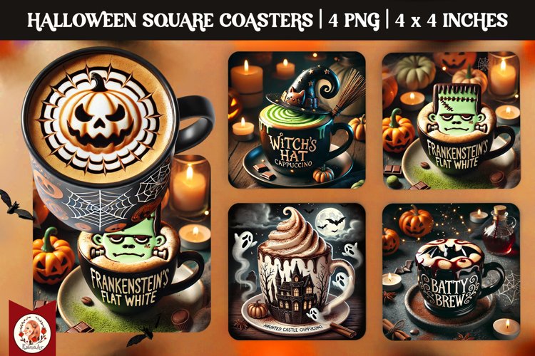 Halloween Coffee Coaster, Square Coaster