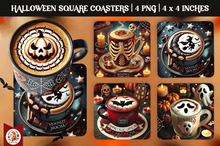 Halloween Coffee Coaster, Square Coaster