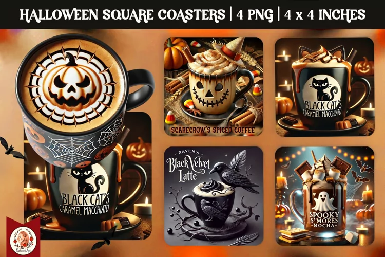 Halloween Coffee Coaster, Square Coaster