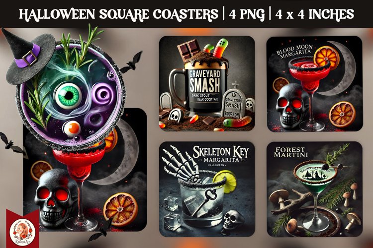 Halloween Cocktails Coaster, Square Coaster
