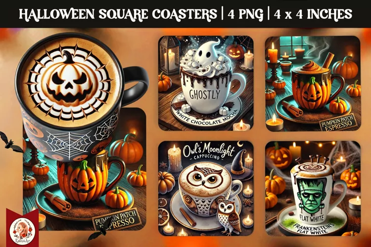 Halloween Coffee Coaster, Square Coaster