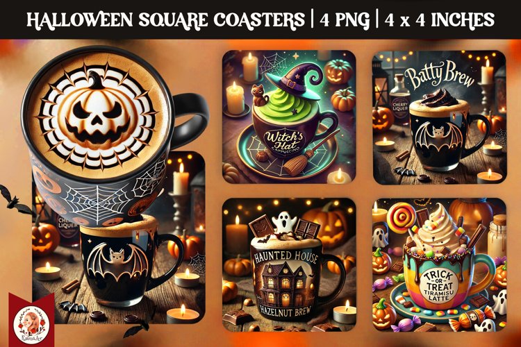 Halloween Coffee Coaster, Square Coaster