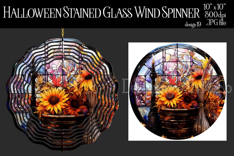 Halloween Wind Spinner, Halloween Stained Glass Spinner, d19