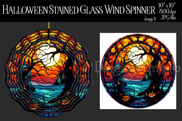 Halloween Wind Spinner, Halloween Stained Glass Spinner, d4
