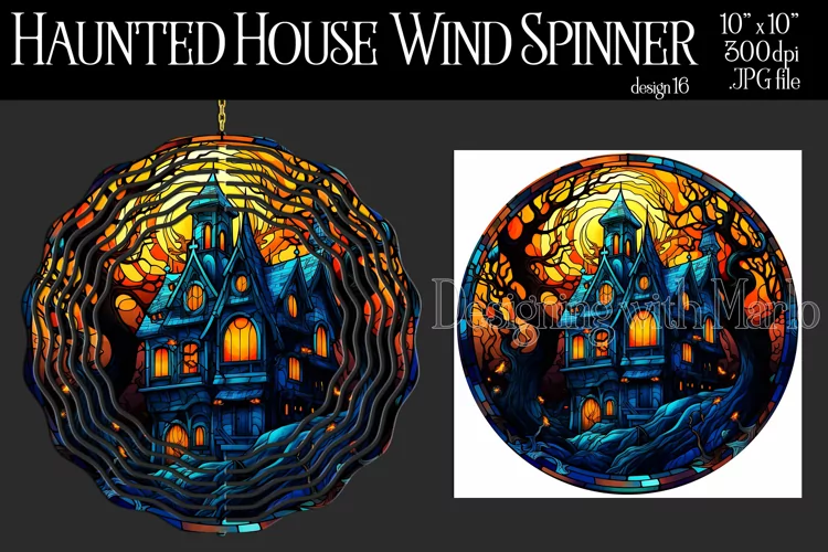 Halloween Wind Spinner, Halloween Haunted House Spinner, d16